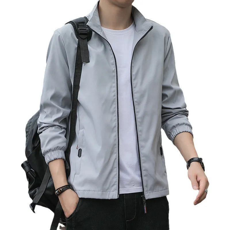 Korean style loose lapel autumn casual jacket with zipper pockets in multiple colour options