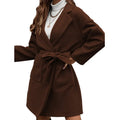 Men's minimalist lapel button split belt coat in thick polyester fabric with loose Japanese-Korean styling