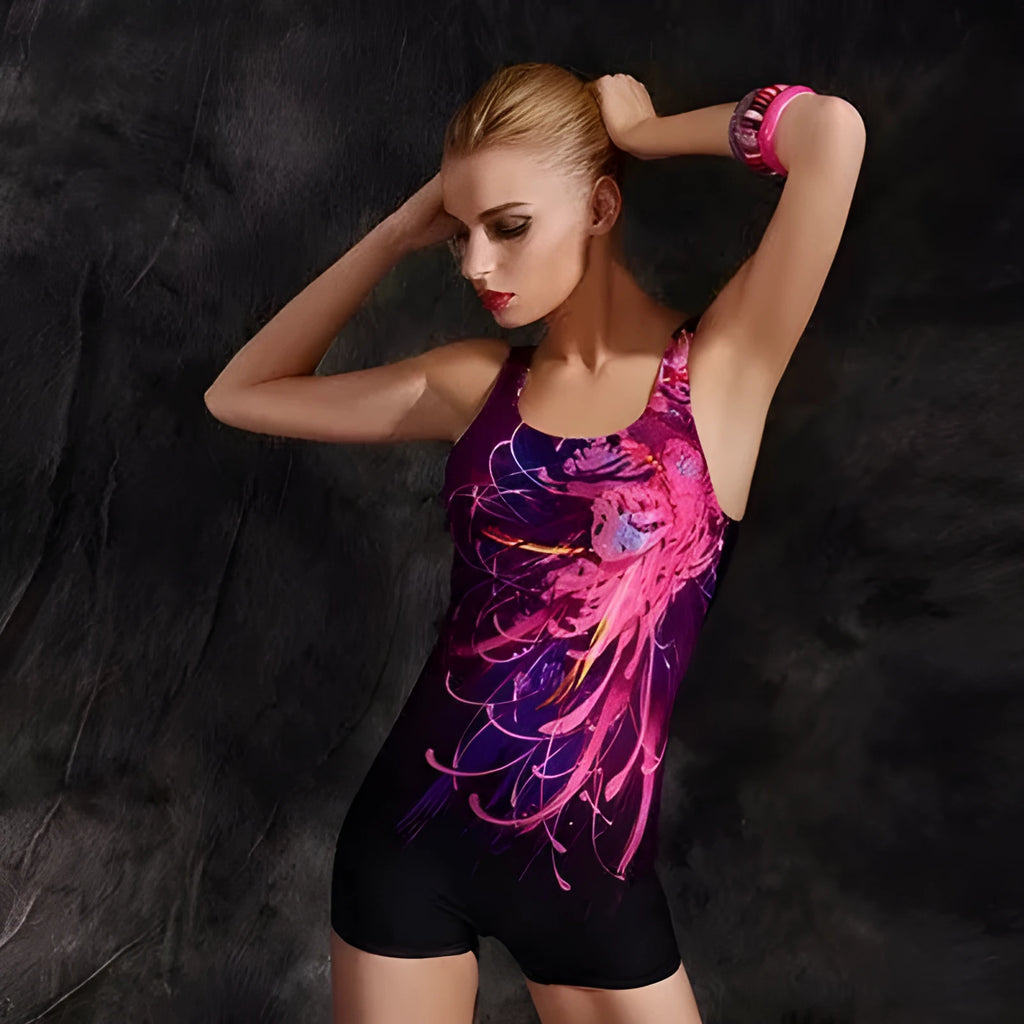 Women's quick-drying one-piece swimsuit in conservative sleeveless style