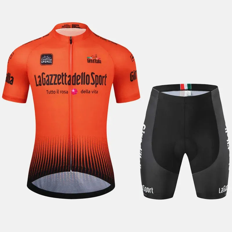 Cycling short sleeve suit in polyester fabric for road biking, available in multiple colours and sizes