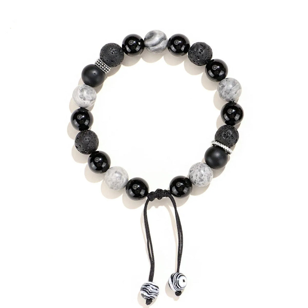 Black agate map stone and volcanic rock bracelet in new Chinese style with 10mm and 8mm size options
