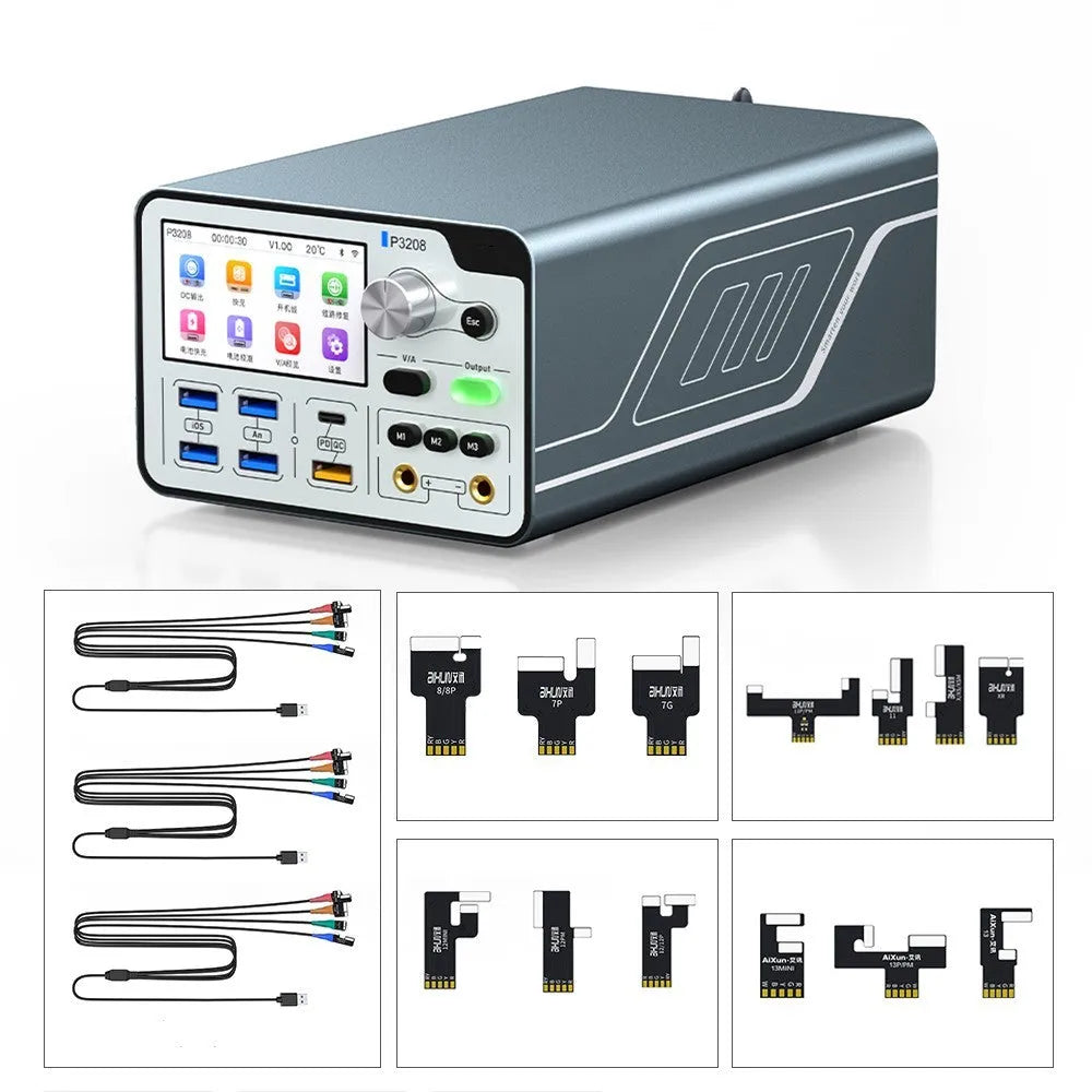 320W intelligent regulated power supply meter with 3-inch display on a workbench.