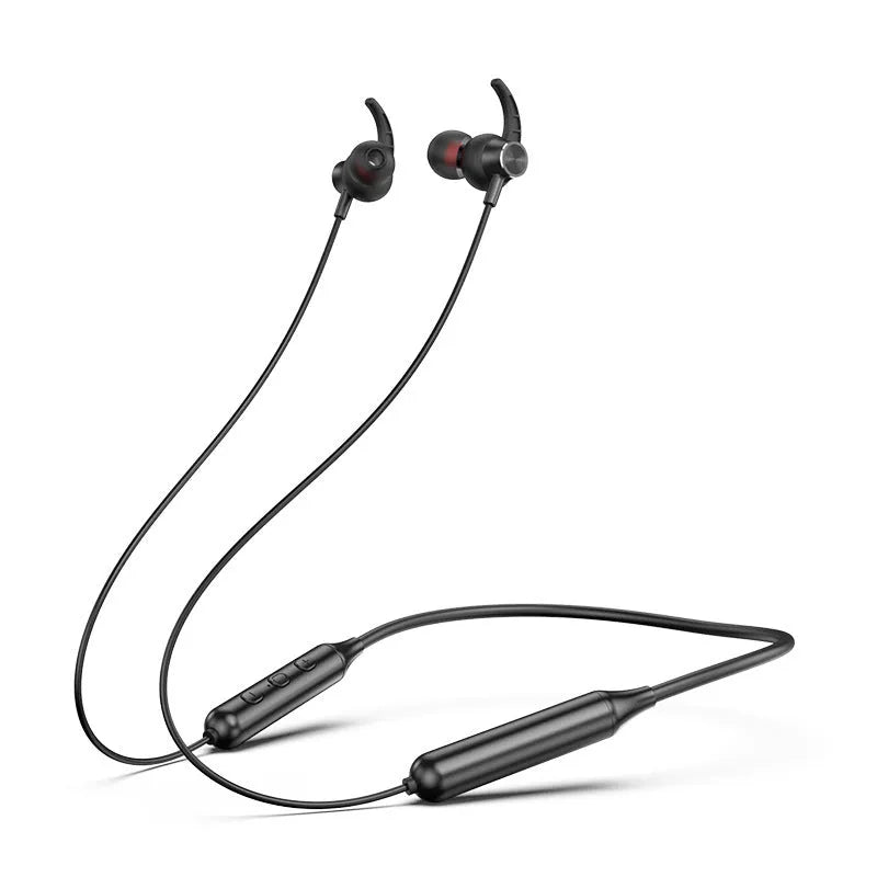 DD9 magnetic sucker neck sports Bluetooth headset with 40mm drivers, red colour, Qualcomm chip, 30h battery, ANC, 25cm cable, on white background