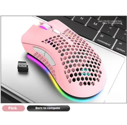 BM600 wireless gaming mouse with luminous charging hollow out design in cyan colour