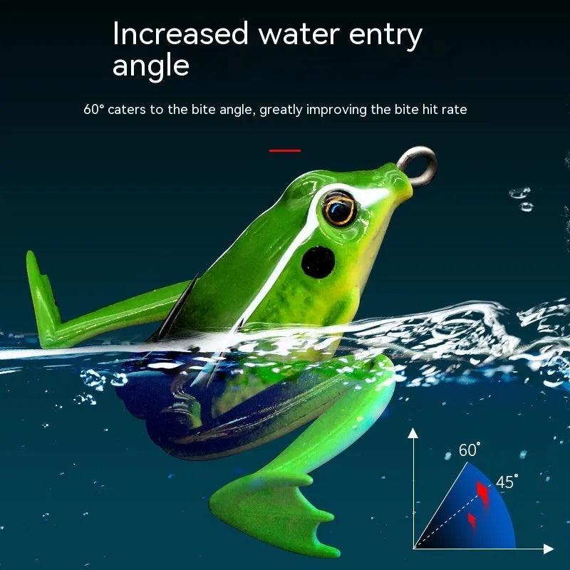 Bionic Real Thunder Frog Snake Head Luya fishing lure with double hooks in grass green colour