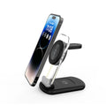 Transparent folding magnetic wireless charger showing internal components with QC3.0 fast charging support