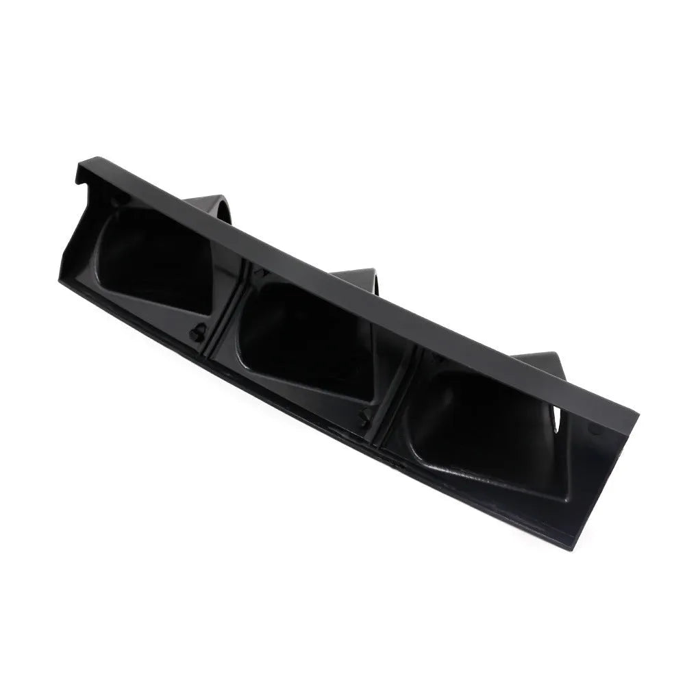 Black ABS plastic three-hole instrument stand for 52mm car gauges, right-hand drive configuration.