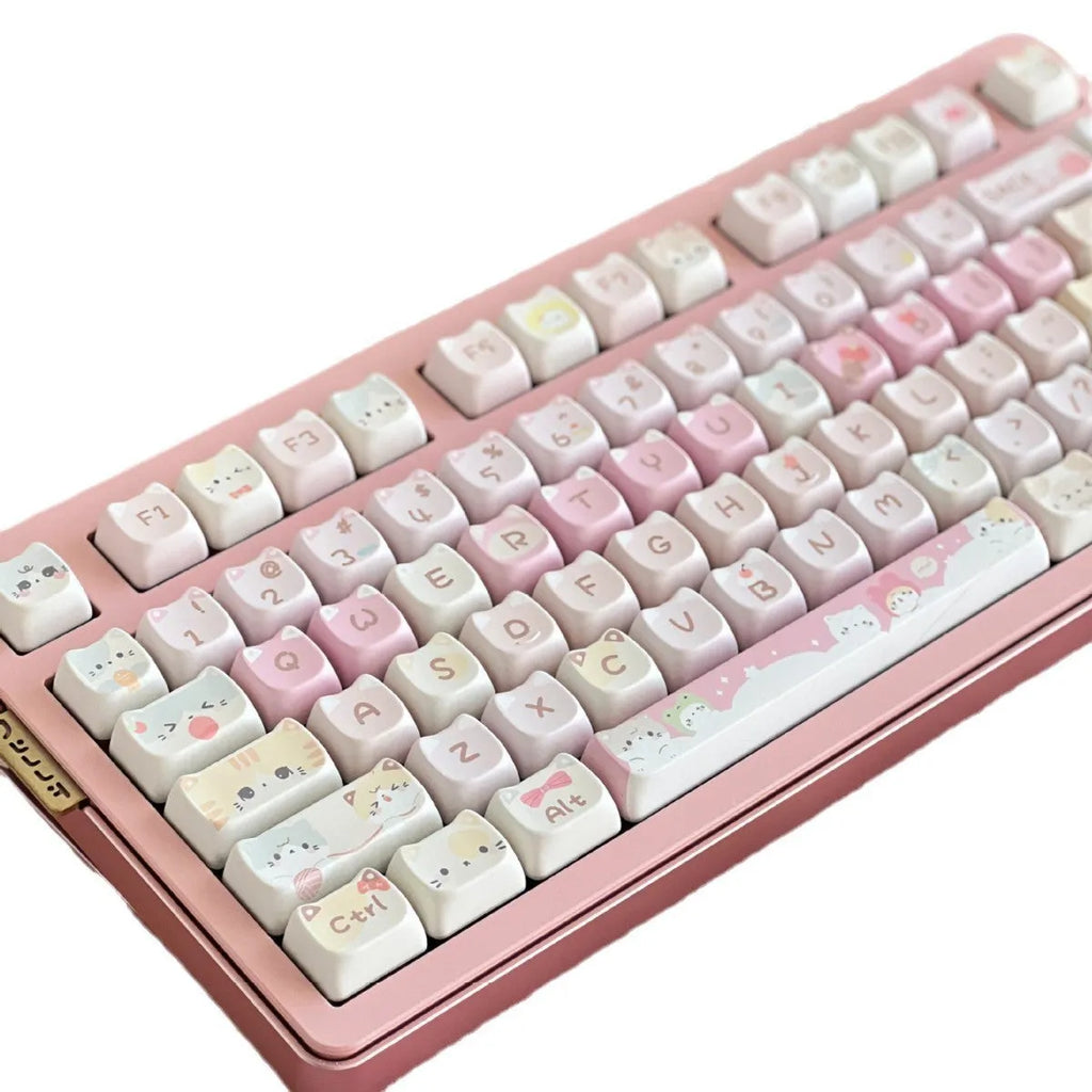 Meow Meow Team full set of 141 sublimation printed plastic key caps for mechanical keyboards.