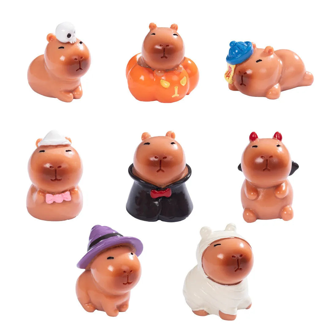 Resin capybara Halloween decoration in micro landscape scale with eight character design options
