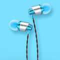 Black, blue, and red wired in-ear gaming headset with microphone and 3.5mm plug