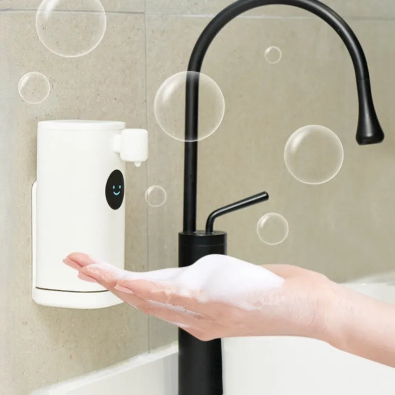 Smile automatic induction foam soap dispenser white ABS wall mounted lithium battery 300ml