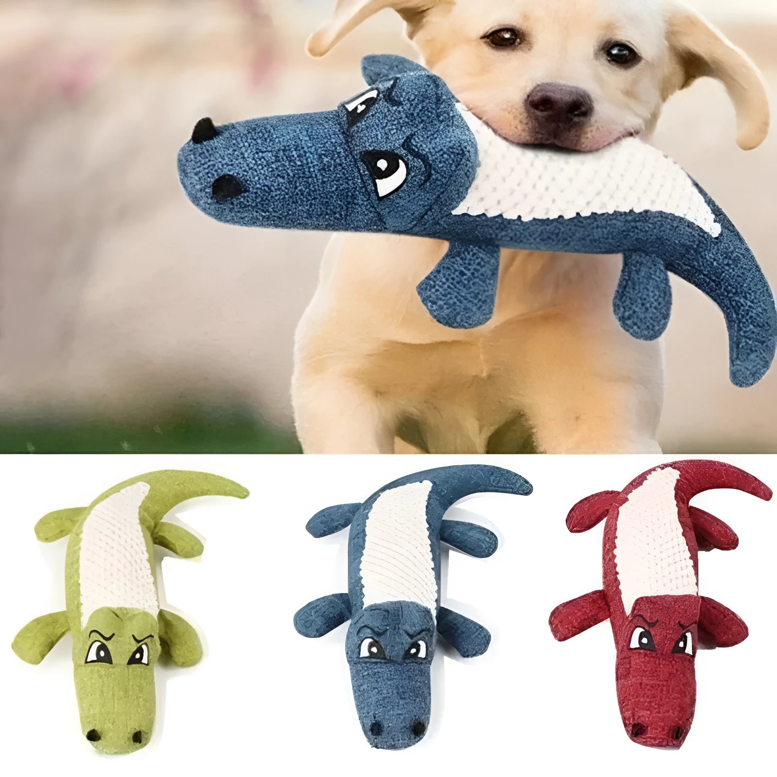 Blue pet plush toy with corn cob grid texture and squeaker for cats and dogs to chew