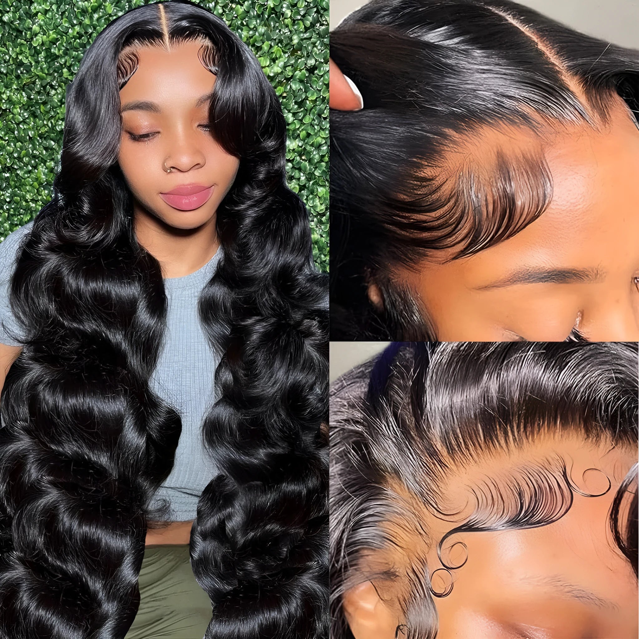 Black medium-long curly synthetic wig on a full-head mesh base.
