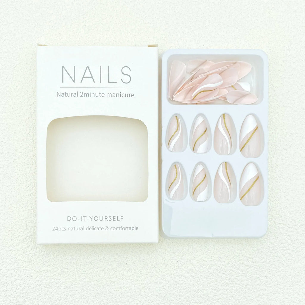 Medium drop-shaped plaid pattern wearable nail stickers with gel glue adhesive in JF0518 colour