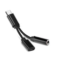 Type-C to 3.5mm headphone adapter cable in black, pink, silver, and white colour options