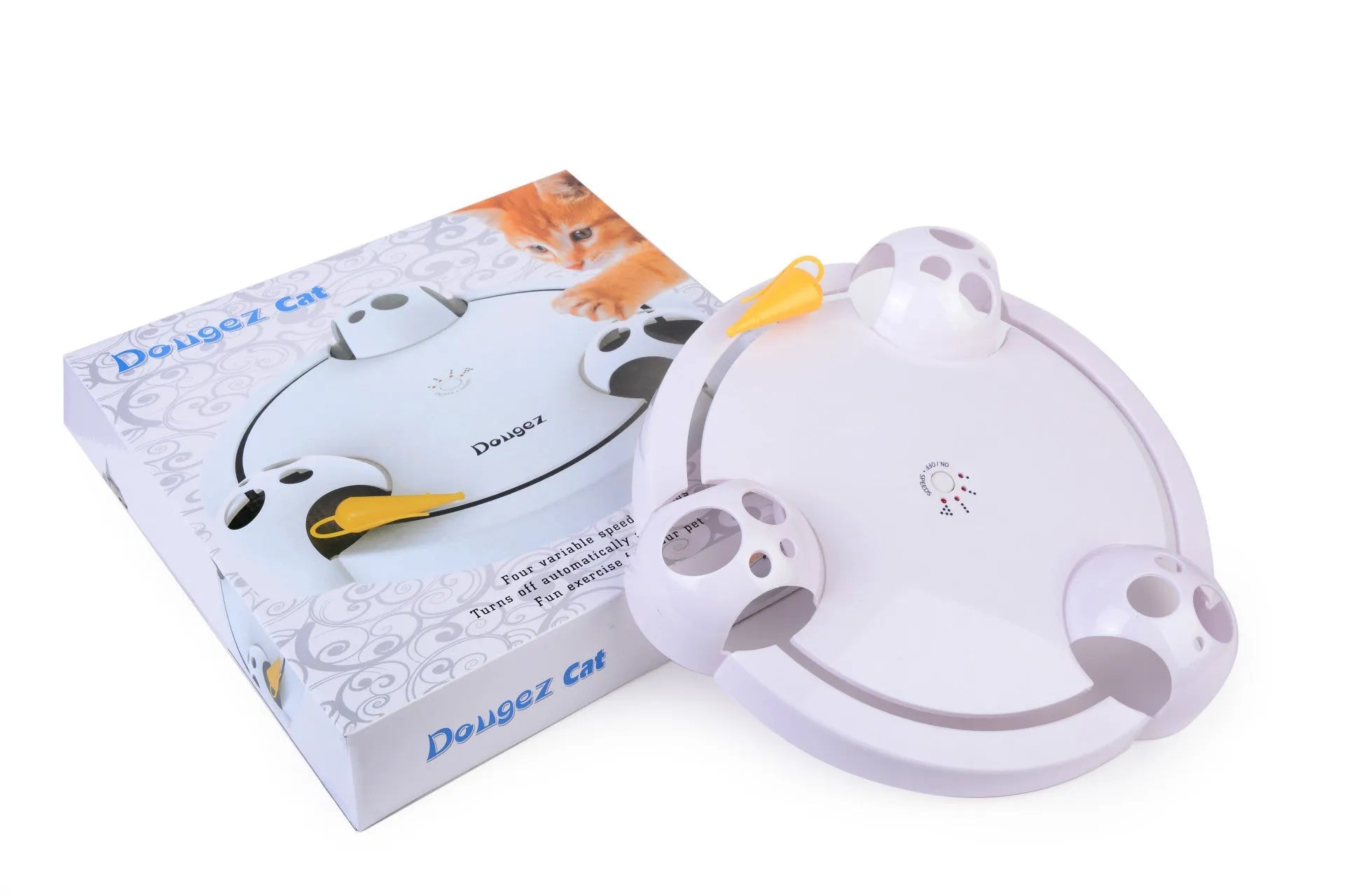 Electric cat toy wheel white automatic turntable with mouse attachment
