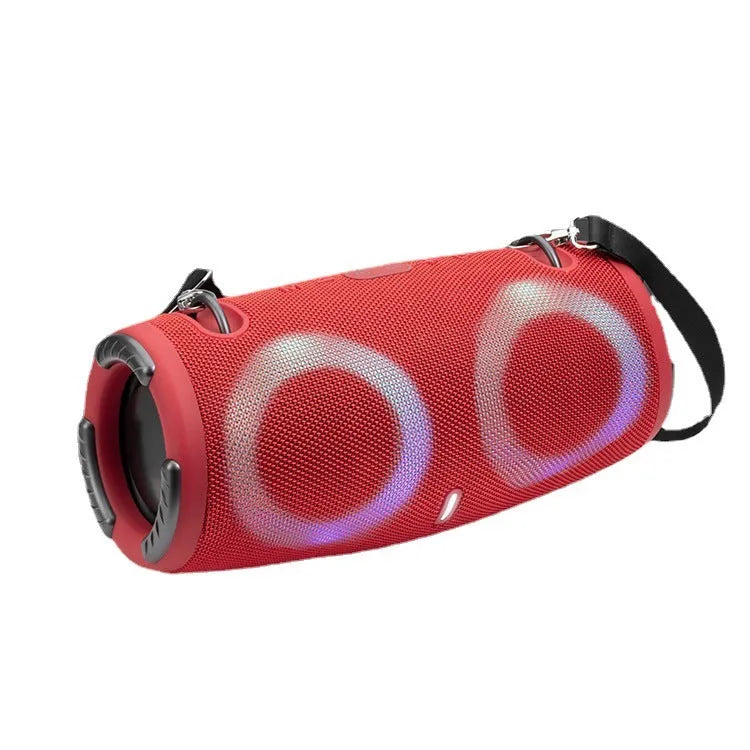 War drum design Bluetooth speaker with RGB coloured lights in black, blue, red, silver grey, and camouflage colours