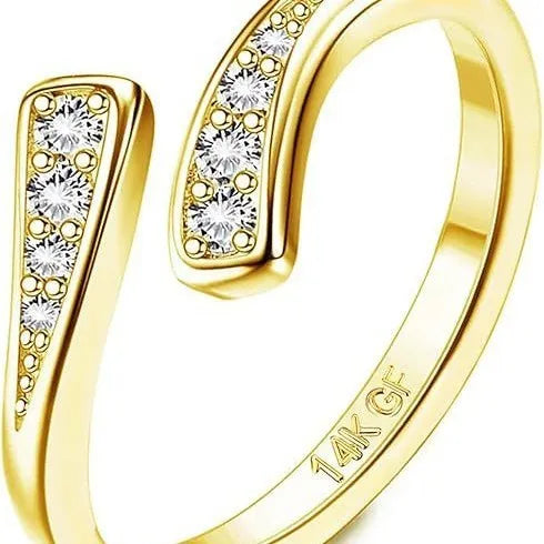 Geometric gold plated toe ring with a choice of diamond, flower, rhinestone or water drop design.