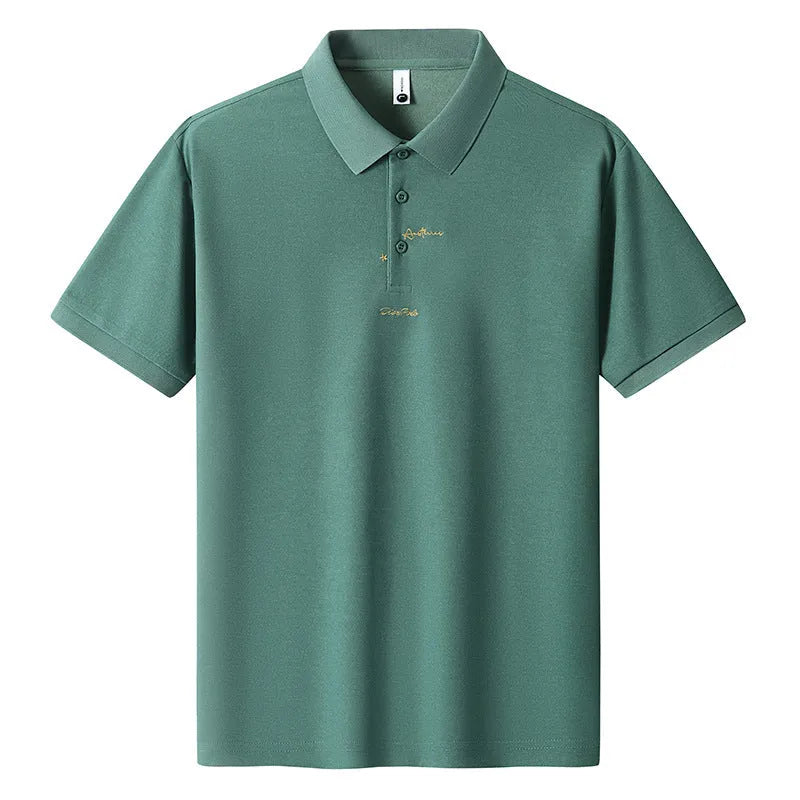 Men's loose fit casual cotton T-shirt with short sleeves and a letter pattern, shown in multiple colours.