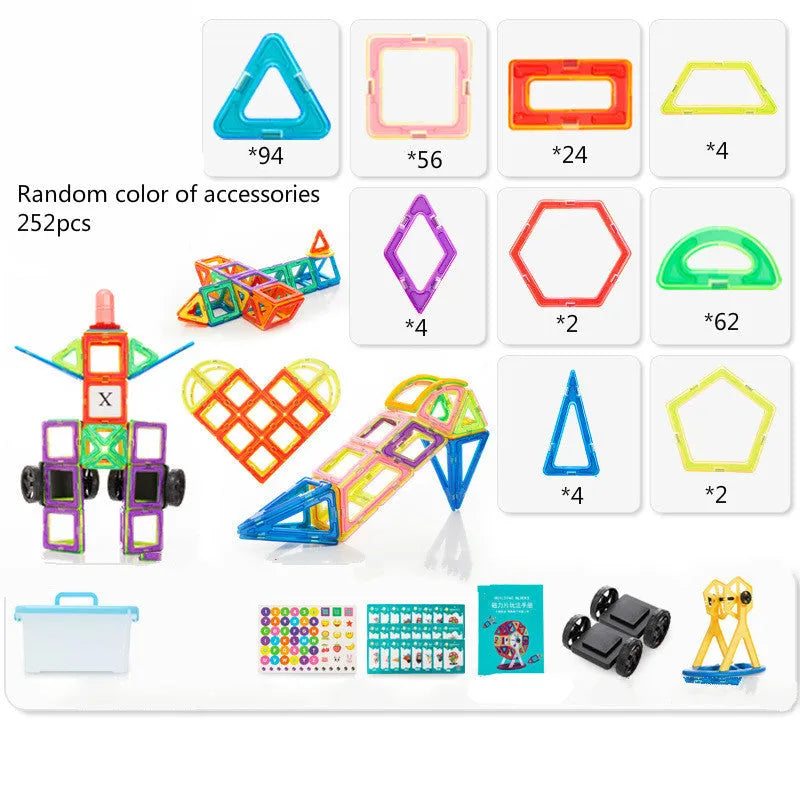 Magnetic building block toy set for children aged 7-14 with plastic pieces