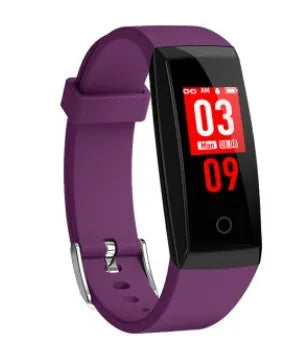 Smart bracelet with colour OLED screen in black, blue or violet with IP67 waterproof rating