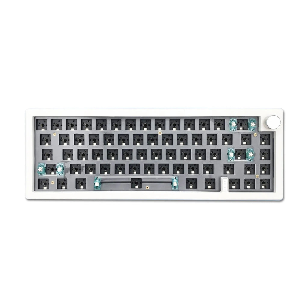 DIY mechanical keyboard kit with RGB backlighting and hot-swappable switches in multiple colour options
