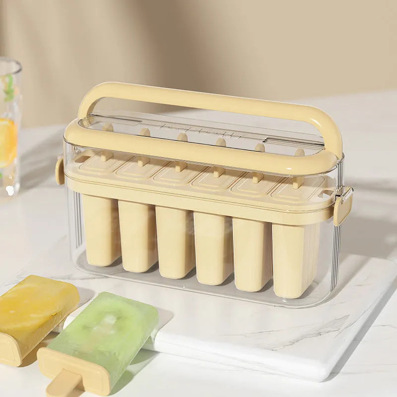 Green portable popsicle mold made from PP PET materials measuring 23.4 cm tall