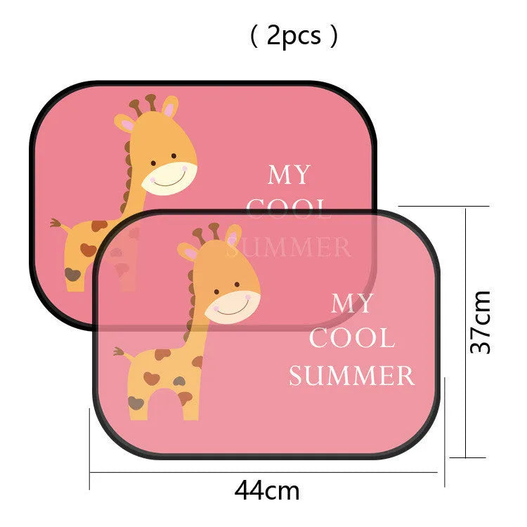 Electrostatic adsorption car side window sunshade in animal designs like giraffe and lion pairs