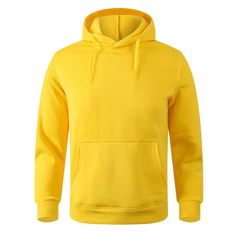 Solid colour hooded pullover men's sweater long sleeve polyester fibre in 11 colours Asian sizing