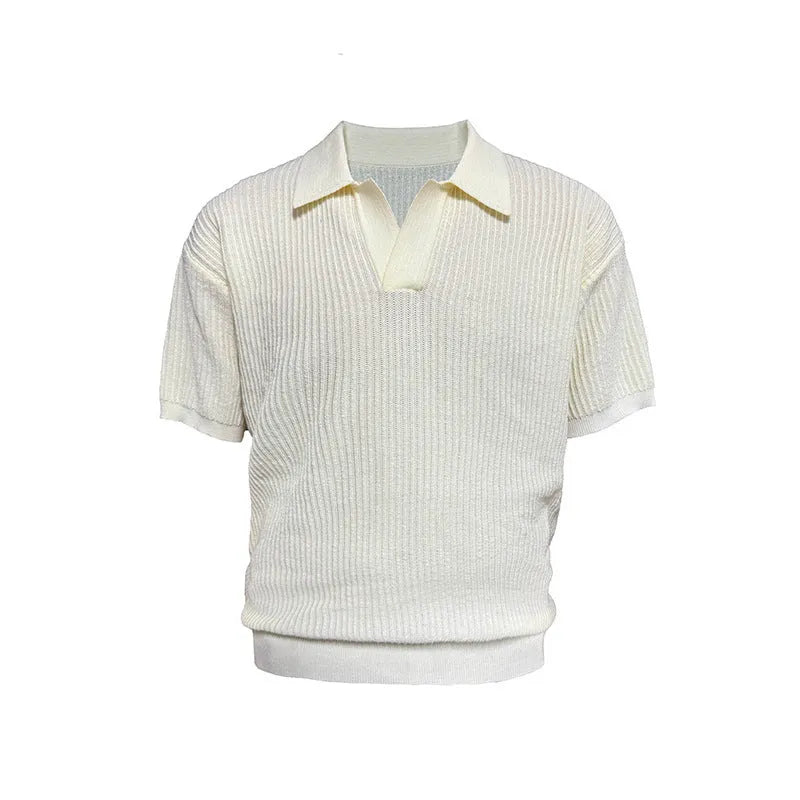 Men's striped polo shirt with business collar in ice silk fabric