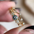 Alloy Flower Ring with Gold Sea Blue Diamond Design for Women Available in Sizes No 6 to No 10 Electroplated Finish Simple Couple Style Jewelry Ring Female