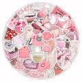 Two types of pink girl heart decorative stickers with realistic 3D appearance, 63 pieces per design
