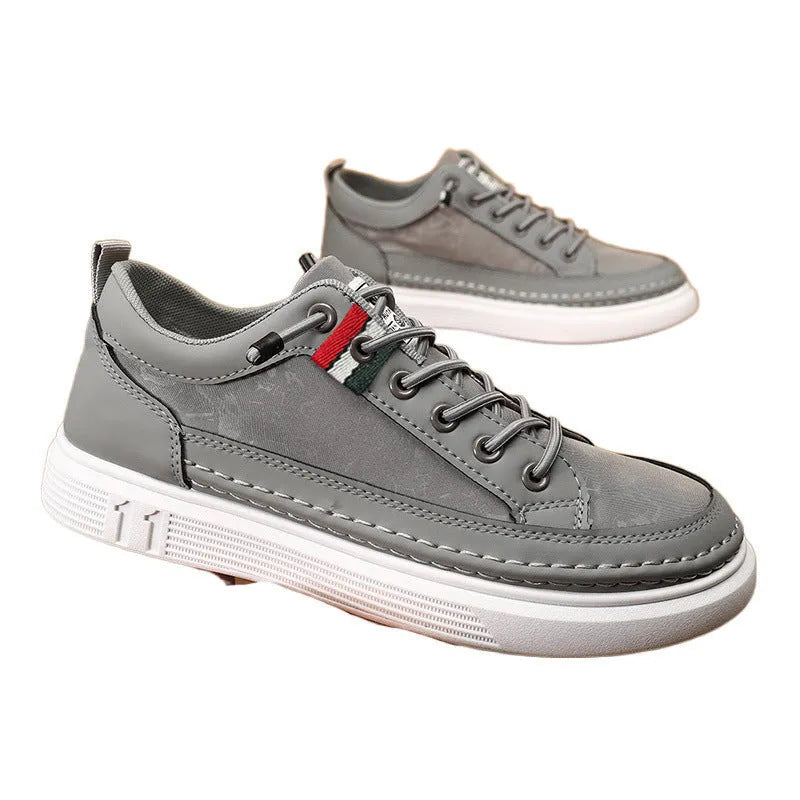 Men's high-cut bandage style casual sneaker in grey with a round toe and PVC sole.