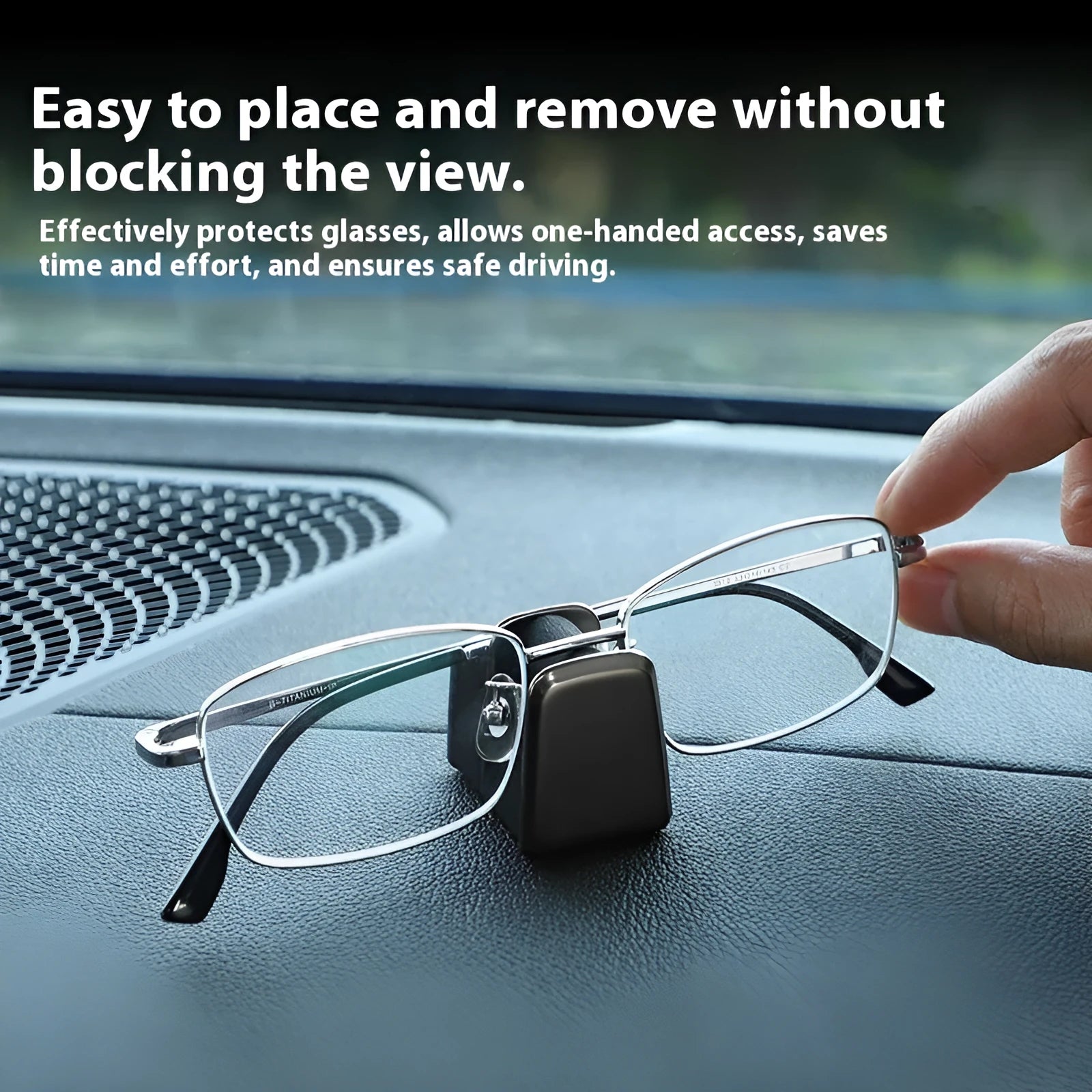 Car dashboard sunglasses clip nose pad in four colour options with zinc alloy and leather construction