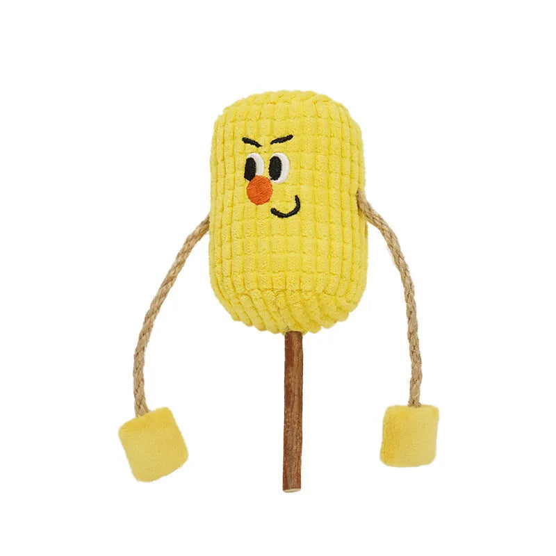 Corn cob shaped wooden cat tooth cleaning toy with catnip, 7cm diameter
