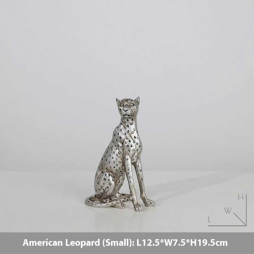 Leopard resin ornament in American leopard colour with detailed spotted pattern
