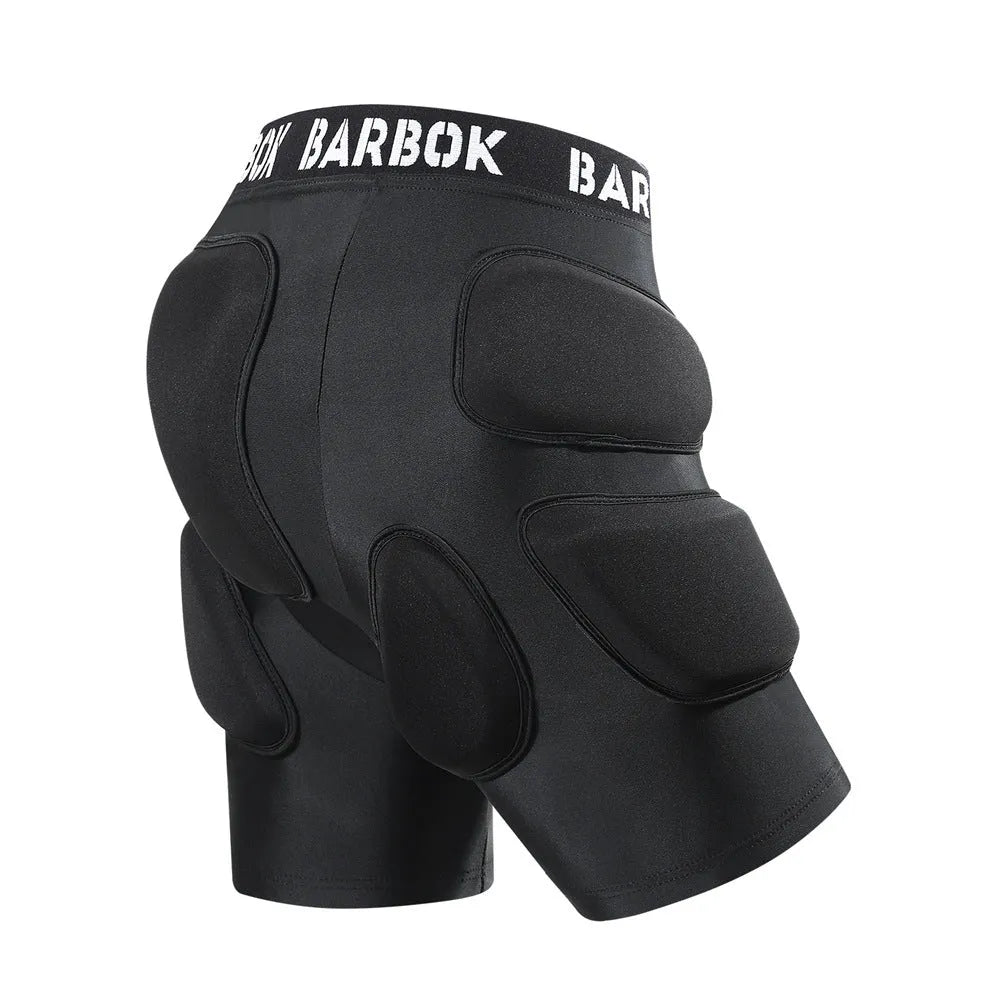 Black adult hip protection pad with NBR foam panels for roller skating and skateboarding
