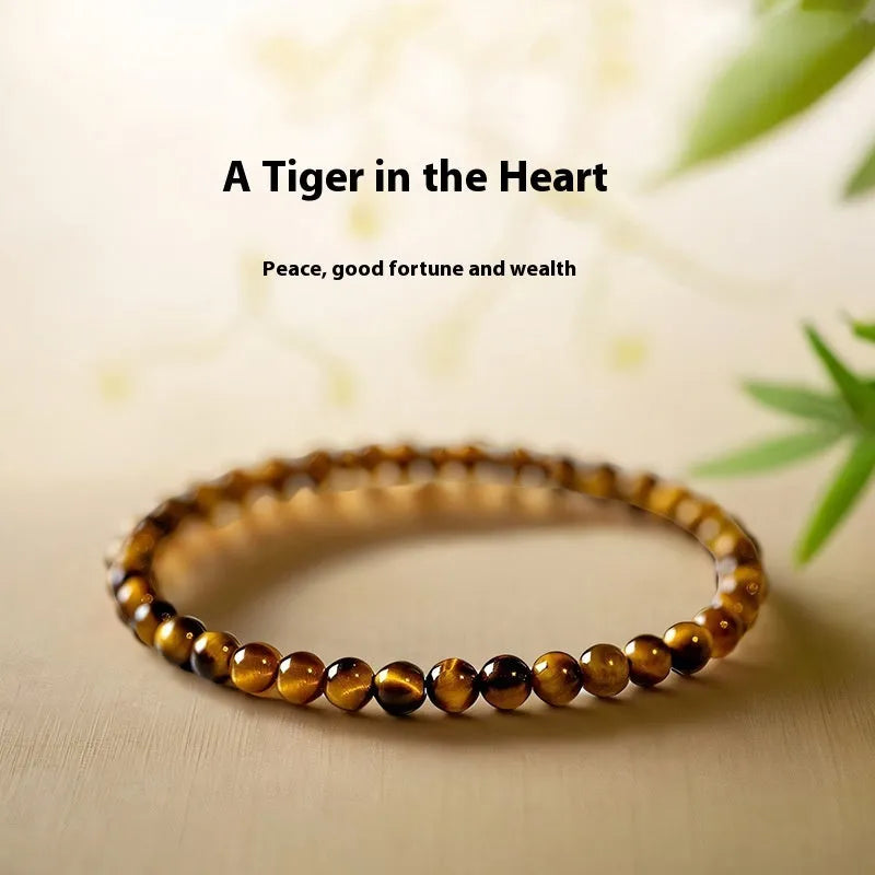 New Chinese style Tigereye geometric bracelet with round beads in natural stone colour