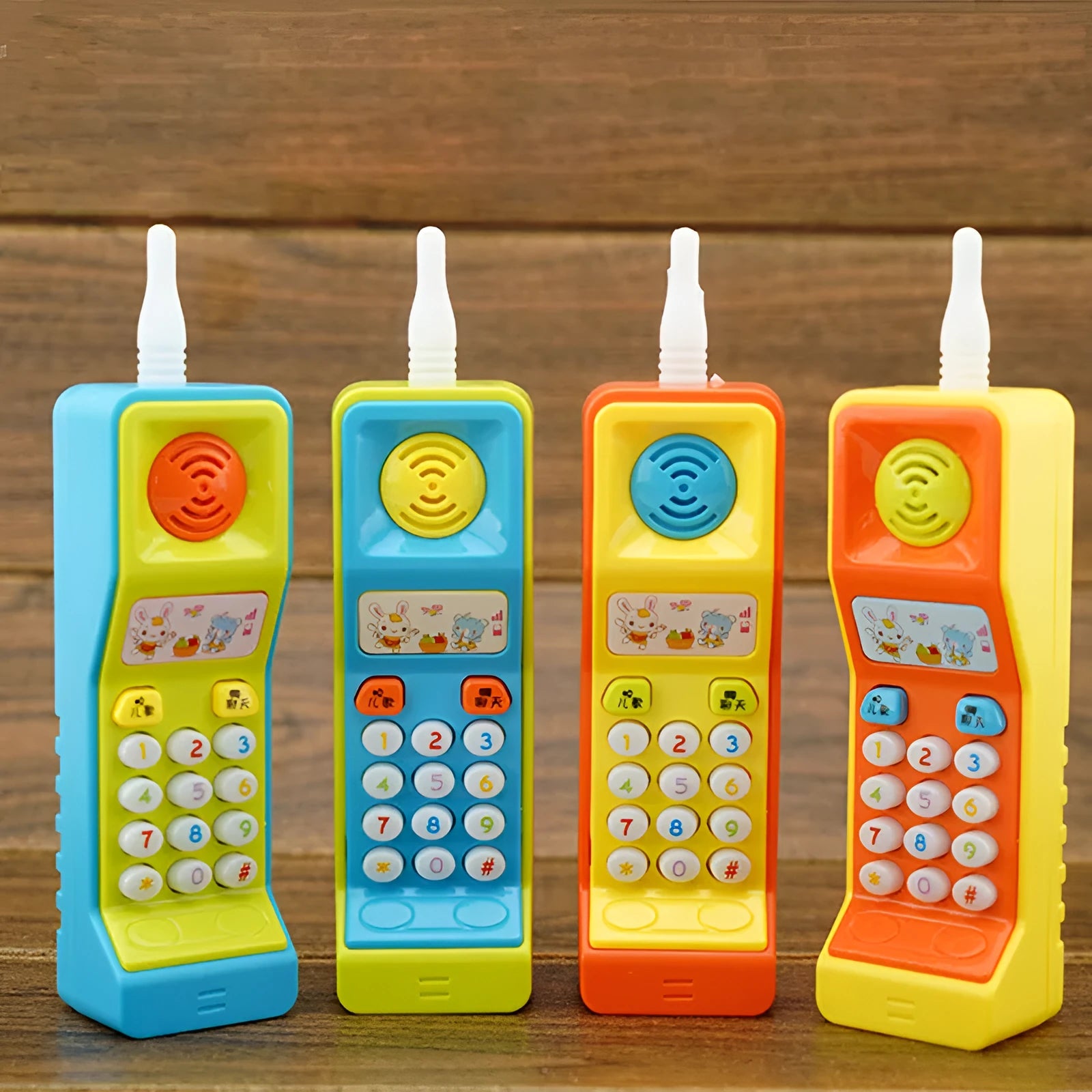 Children's battery-powered educational toy with cartoon animal theme producing sound and light