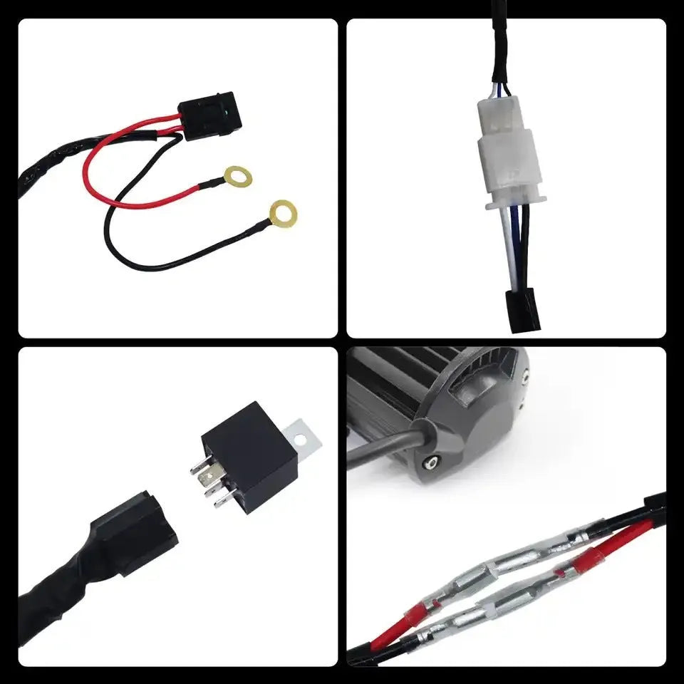 LED roof spotlight wiring harness with 2 metre silicone cable for vehicle lighting installation