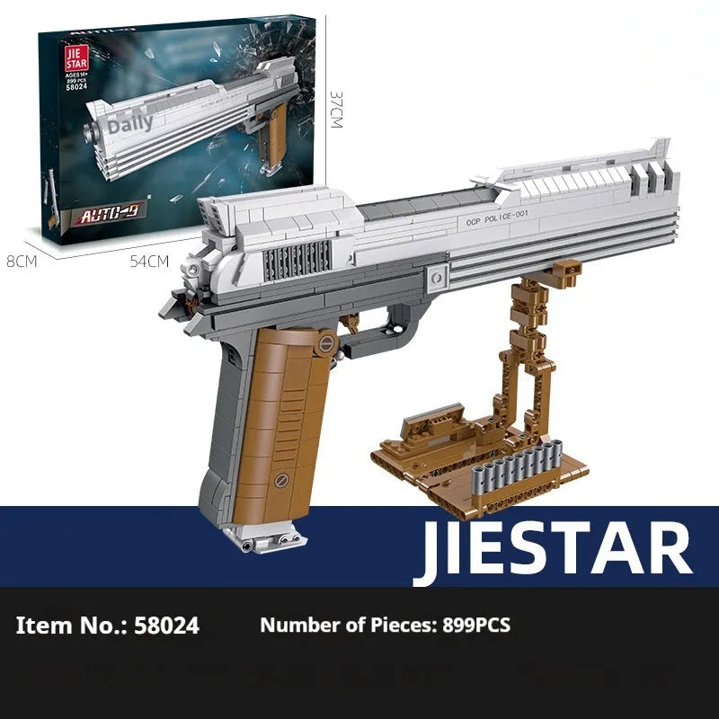 Assembled plastic building blocks toy gun model in style 58024 with small particle pieces
