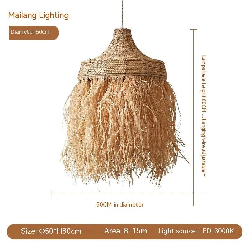 50cm diameter restaurant chandelier with woven wild vetch and willow Southeast Asian retro design