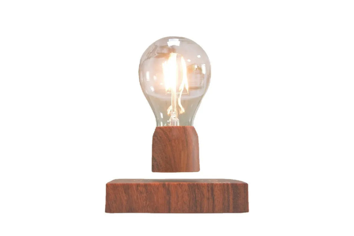 Magnetic levitation floating light bulb with imitation wood base