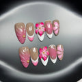 French style 3D nail art decals with fluid ice flower and lily designs in plastic almond shape wearables