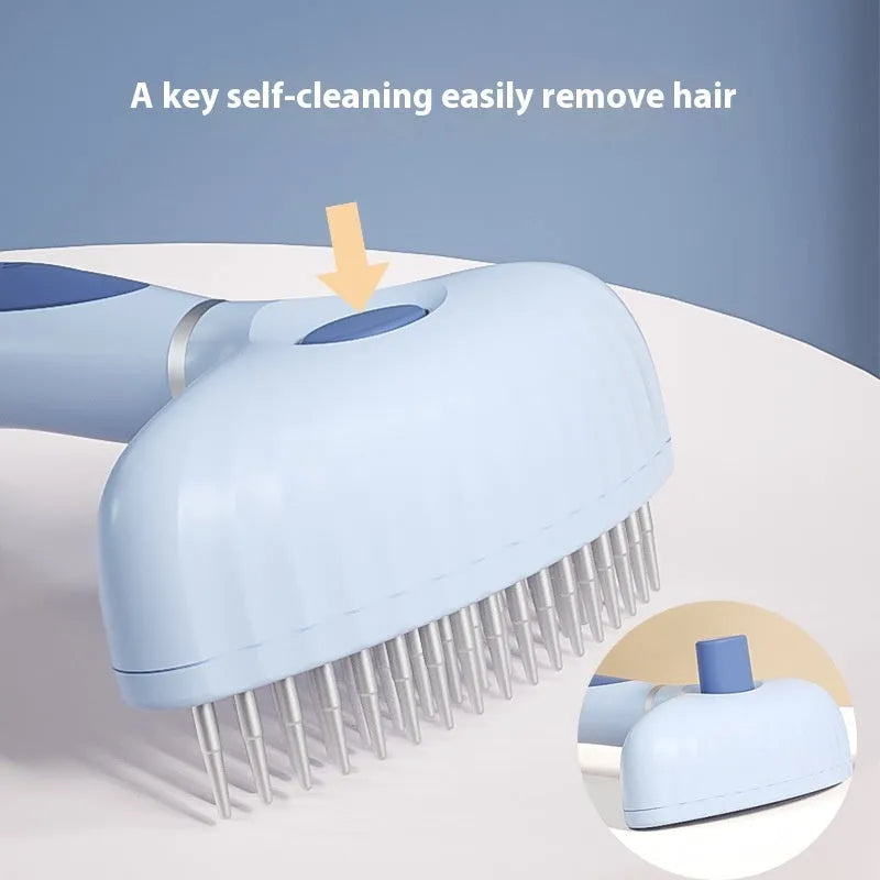 Stainless steel double row pet comb for dog grooming and hair removal in blue or white