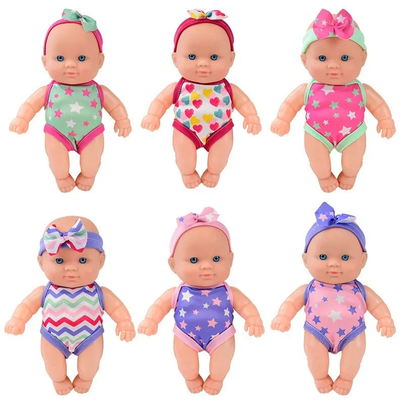 Simulation baby vinyl figurine doll in colour option, 21.5cm tall, realistic design