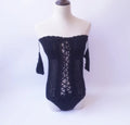 Off-shoulder one piece swimsuit in polyester fabric available in multiple colours