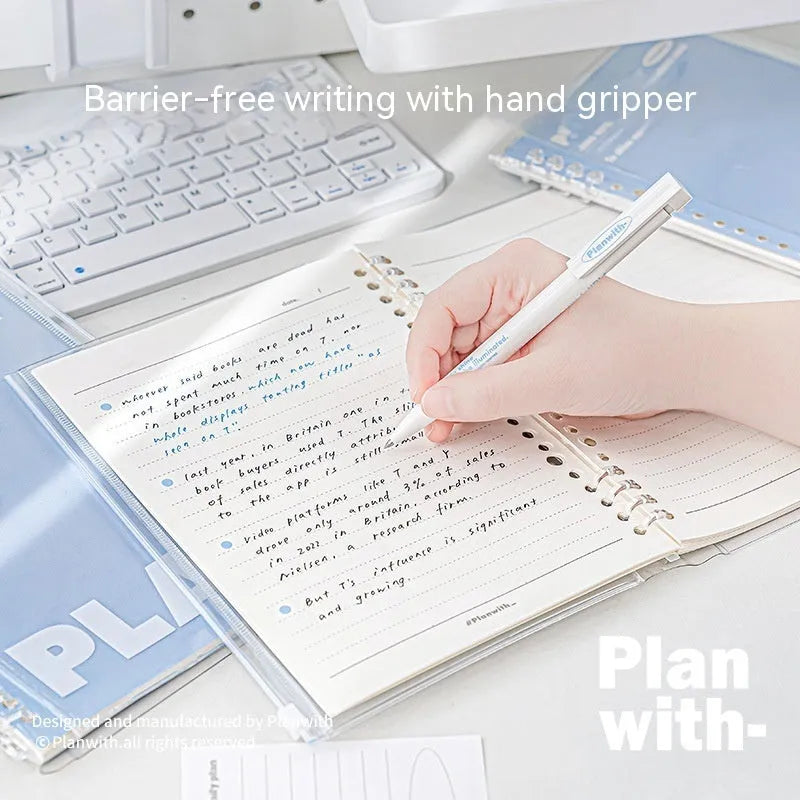 A5 PVC spiral notebook organiser in blue colour showing loose binding mechanism