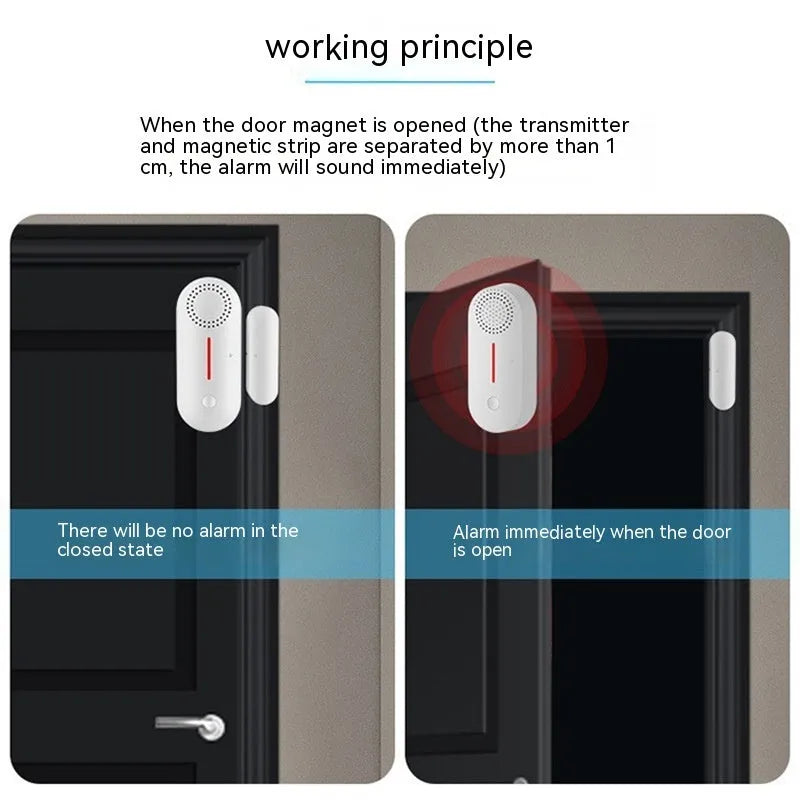 WiFi door magnetic sensor alarm unit with magnetic contact components for smart home security