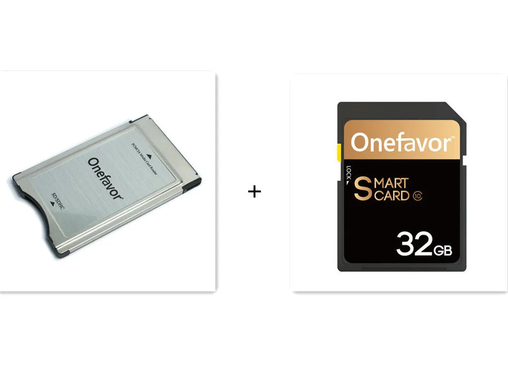 SD to PCMCIA adapter card with stainless steel housing and included 32GB SD card for Mercedes-Benz vehicles